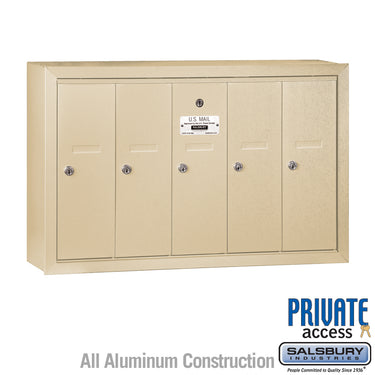 Vertical Mailbox (Includes Master Commercial Lock) - 5 Doors - Sandstone - Surface Mounted - Private Access
